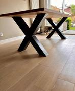 Stoere eettafel massief eiken met stalen onderstel - 220x100, Huis en Inrichting, Tafels | Eettafels, Ophalen, 100 tot 150 cm