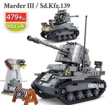 🎁 WW2 Bouwstenen - C23 - Duitse SD.KFZ.139 Marder III 🎁 beschikbaar voor biedingen