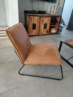 Lounge stoel met metalen frame, cognac, Ophalen, Minder dan 75 cm, Zo goed als nieuw, Metaal