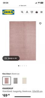 Ikea vloerkleed, laagpolig, bleekroze, 133x195 cm, Ophalen, Zo goed als nieuw, Overige kleuren