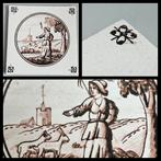 Mangaan tegel,  herdertegel,  13x13 cm. Spinnekop hoekmotief, Antiek en Kunst, Antiek | Wandborden en Tegels, Ophalen of Verzenden