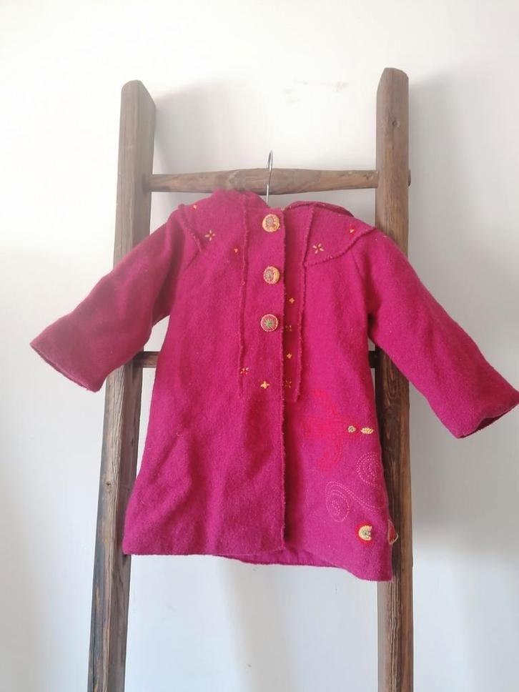 Wollen winterjas 86 92 puntmuts, Kinderen en Baby's, Babykleding | Maat 86, Zo goed als nieuw, Meisje, Jasje, Ophalen of Verzenden