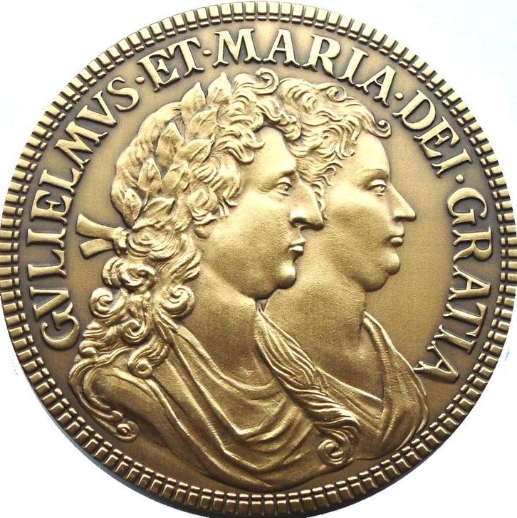 Verenigd Koninkrijk penning Glorius Revolution 1988 (65mm!), Postzegels en Munten, Penningen en Medailles, Brons, Buitenland, Ophalen of Verzenden