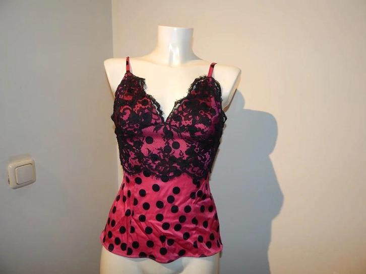 Dolce & Gabbana zijde top zwarte kant stippen print It 40, Kleding | Dames, Tops, Gedragen, Maat 34 (XS) of kleiner, Roze, Zonder mouw