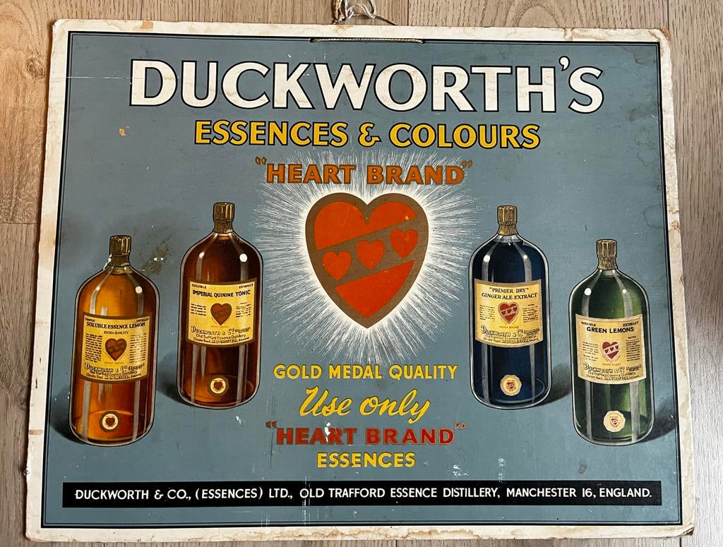 Vintage Duckworth's Essences & Colours Reclamebord, Ophalen of Verzenden, Gebruikt, Reclamebord