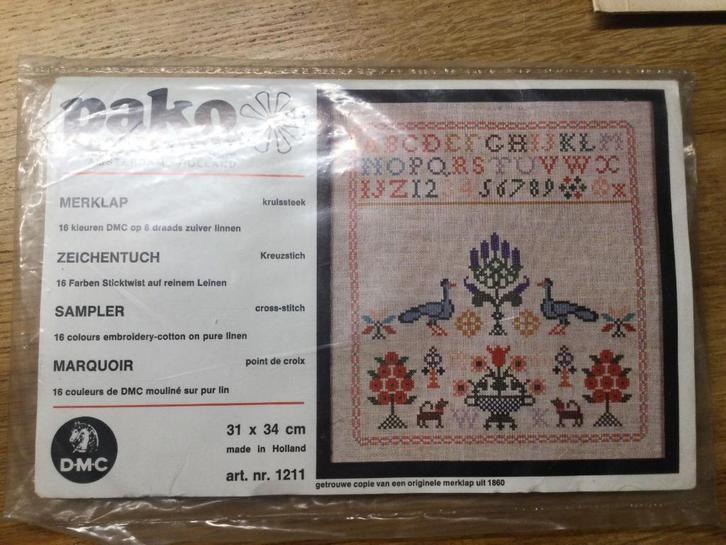 Pako borduurpakket merklap, Hobby en Vrije tijd, Borduren en Borduurmachines, Nieuw, Borduurpakket, Handborduren, Ophalen of Verzenden