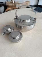 Vintage Theeset RVS art deco, Ophalen of Verzenden, Gebruikt, Rvs, Pot, Bus of Blik