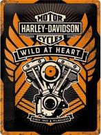 Harley Davidson Wild at Heart.  Metalen wandbord in reliëf, Ophalen of Verzenden, Nieuw, Reclamebord