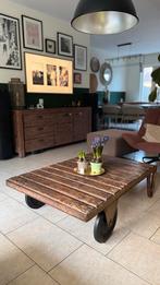 Industriële salontafel van oude fabriekskar/palletwagen., Ophalen, Gebruikt, 100 tot 150 cm, 50 tot 100 cm
