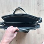 Vintage zwarte leren tas 38 x 28 cm, Sieraden, Tassen en Uiterlijk, Ophalen of Verzenden, Gebruikt, Zwart, Leer
