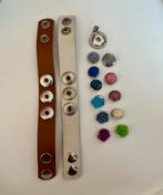 Leren armbanden en bedel met drukknopen / chunks snaps, Sieraden, Tassen en Uiterlijk, Ophalen of Verzenden, Gebruikt, Leer