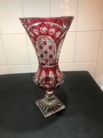 Antieke rode  Boheemse Kristallen Vaas, Antiek en Kunst, Antiek | Vazen, Ophalen of Verzenden
