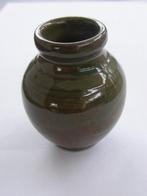Groen / bruin aardewerk vaasje / kleine, aardewerken vaas, Minder dan 50 cm, Groen, Ophalen of Verzenden, Zo goed als nieuw