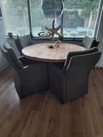 4 EETKAMERSTOELEN MET ARMLEUNING Z.G.A.N, Ophalen, Zo goed als nieuw, Vier, Stof