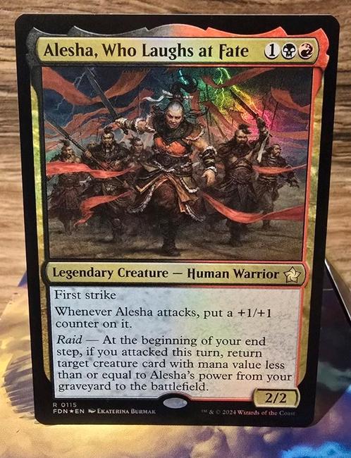 Packfresh Foil Alesha, Who Laughs at Fate MTG, Hobby en Vrije tijd, Verzamelkaartspellen | Magic the Gathering, Nieuw, Losse kaart