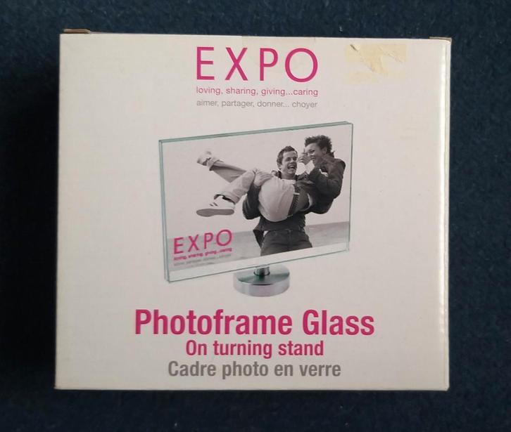 Te koop: glazen fotoframe, draaibaar, 2 foto's 10x15, Audio, Tv en Foto, Fotografie | Fotolijsten, Ophalen of Verzenden