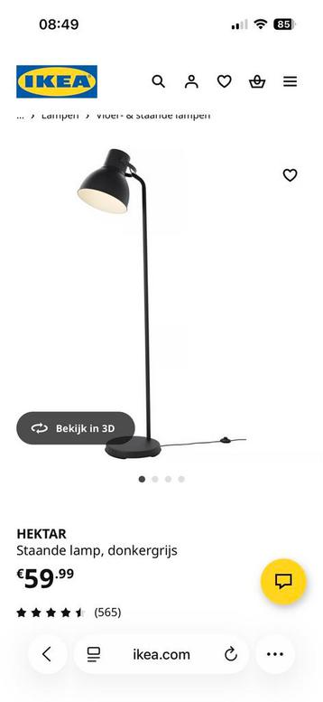 HEKTAR Staande Lamp - Donkergrijs beschikbaar voor biedingen