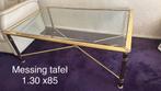 Messing Tafel met Glazen Blad, Huis en Inrichting, Tafels | Salontafels, Ophalen, Gebruikt, 100 tot 150 cm, Vintage