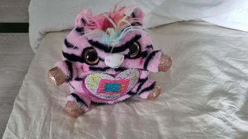 Schattig roze zebra knuffel met regenboog haar, 25 cm beschikbaar voor biedingen