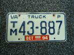 Kentekenplaat licenseplate Virginia Truck 94 USA, Verzenden, Gebruikt, Auto's