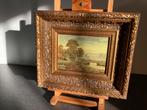 landschaps schilderijtje gouden lijst 42x36 cm, Ophalen of Verzenden