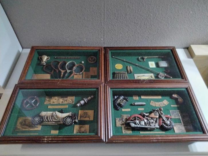 4 x diverse mooie diorama schilderij lijstjes, Antiek en Kunst, Kunst | Schilderijen | Modern, Ophalen