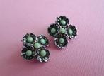 jwg Vintage 50s 60s bloem oorbellen mint groen zilver klr, Sieraden, Tassen en Uiterlijk, Antieke sieraden, Verzenden, Overige materialen
