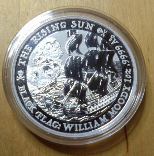 Zilver 1 oz munt - Black Flag William Moody - The Rising Sun, Postzegels en Munten, Edelmetalen en Baren, Zilver, Ophalen