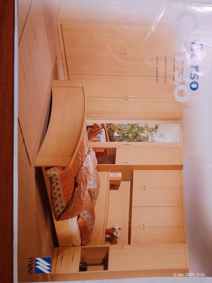 Slaapkamer bed en kasten. Compleet, Huis en Inrichting, Slaapkamer | Bedden, Gebruikt, Tweepersoons, Hout, Ophalen