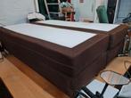 Tweepersoons boxspring bruin 140x200 cm met topper, Ophalen, Gebruikt, Bruin, Tweepersoons
