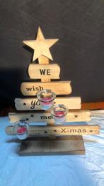 Houten kerstboom met kaarsjes in glas 40/50 cm, Ophalen of Verzenden, Zo goed als nieuw