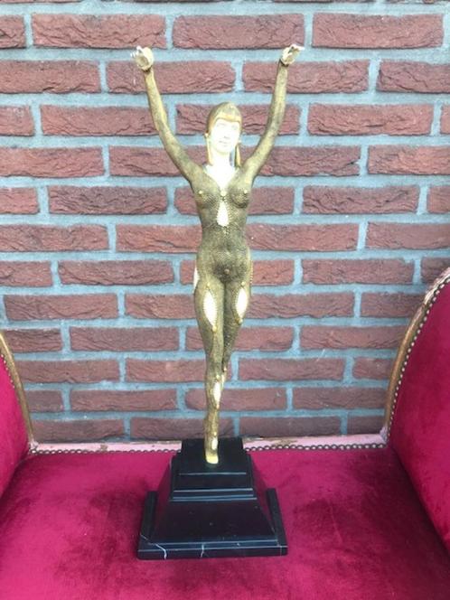 Weens brons: topbeeld, danseres in prachtige pose, 64 cm!, Antiek en Kunst, Antiek | Koper en Brons, Brons, Ophalen of Verzenden