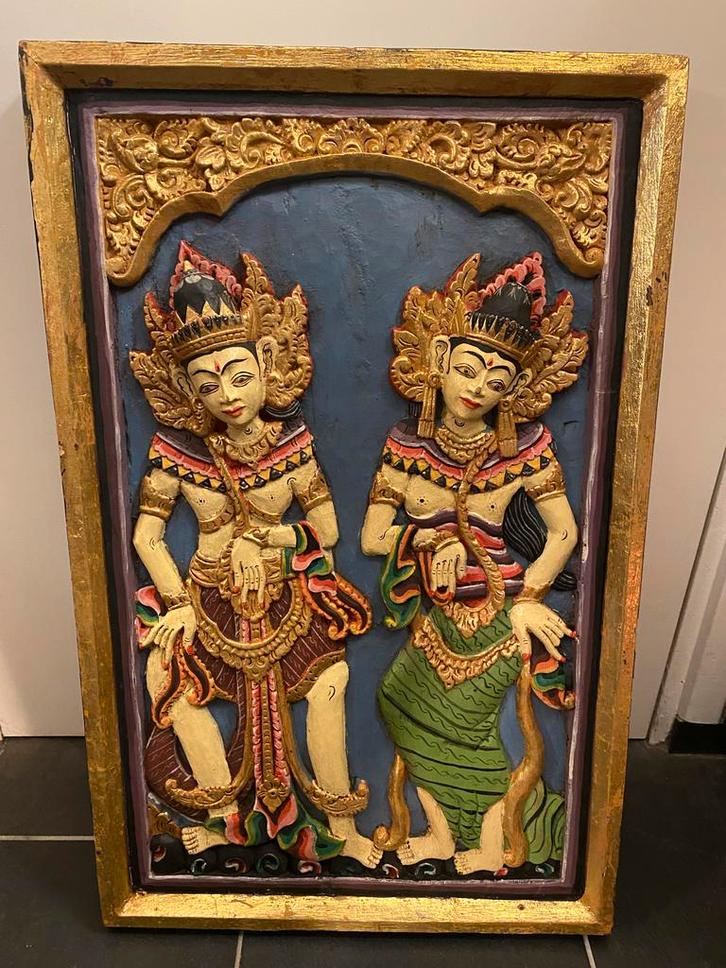Indonesisch Houtsnijwerk Wandpaneel, Antiek en Kunst, Kunst | Niet-Westerse kunst, Ophalen of Verzenden