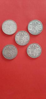 Vijf zilveren guldens uit 1956., Ophalen of Verzenden, Koningin Juliana, 1 gulden