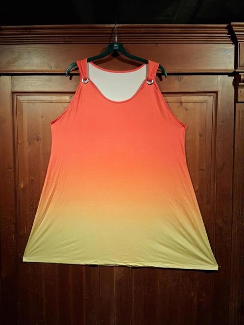 mooie stretch jurk oranje geel 48/50, Kleding | Dames, Grote Maten, Jurk, Oranje, Ophalen of Verzenden