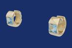 Brede 14 karaat Gouden Oorbellen met Aquamarijn Edelstenen, Jw, Verzenden, Nieuw, Met edelsteen