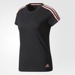 Adidas zwarte dames athletics essentials 3-strips shirt M, Maat 38/40 (M), Adidas, Zwart, Nieuw