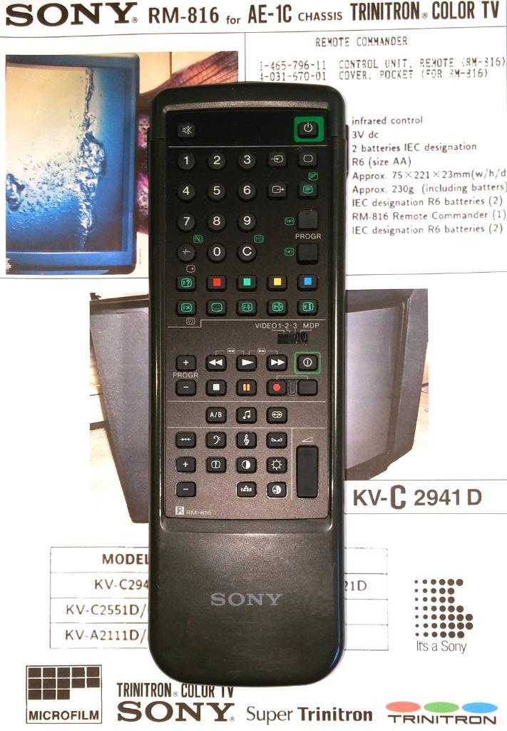 Sony RM-816 AE-1C AE-2 Trinitron Color TV VCR Remote Control, Audio, Tv en Foto, Afstandsbedieningen, Zo goed als nieuw, Origineel