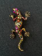 Vintage Broche Hagedis met Strass, Overige materialen, 4 tot 7 cm, Gebruikt, Ophalen of Verzenden