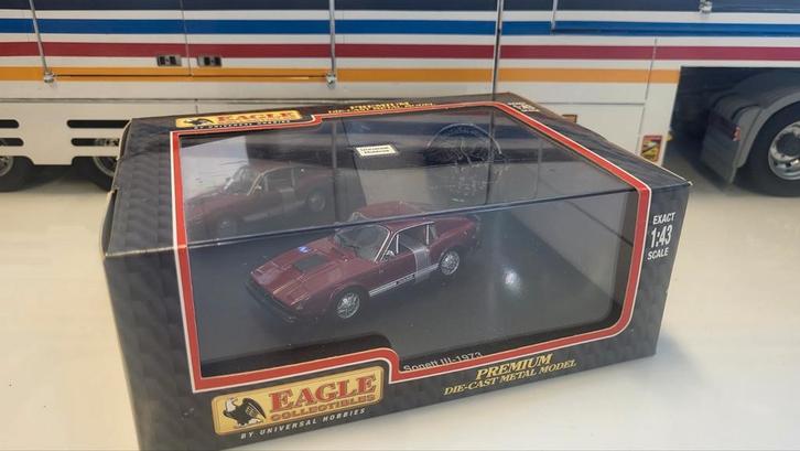 Eagle Collectibles Saab Sonett III California Burgundy -1973, Hobby en Vrije tijd, Modelauto's | 1:43, Zo goed als nieuw, Auto