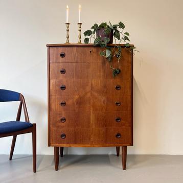 - Vintage hoge ladekast •Kai Kristiansen• - beschikbaar voor biedingen