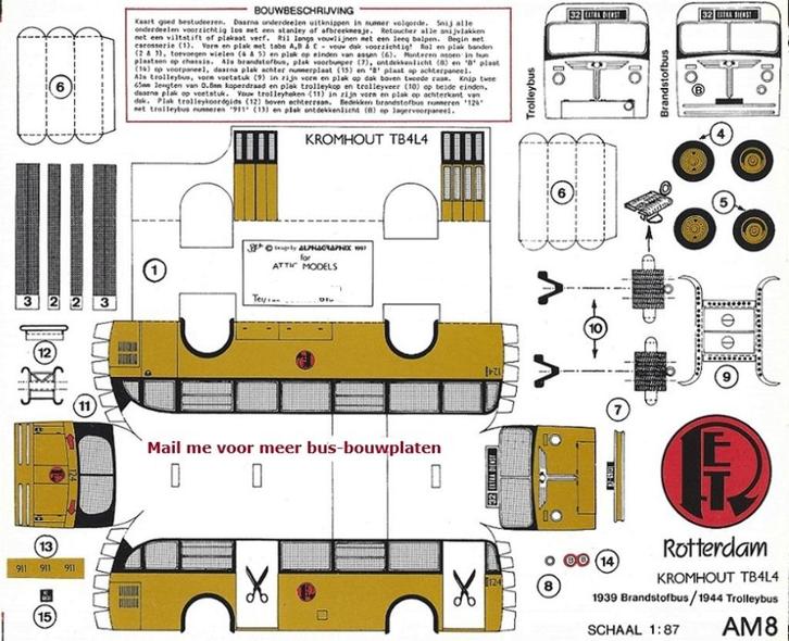 Kromhout RET trolleybus Rotterdam, Hobby en Vrije tijd, Modelbouw | Auto's en Voertuigen, Nieuw, Overige typen, 1:50 of kleiner