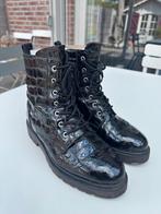 Zwarte croco lak bikerboot, Ophalen, Zo goed als nieuw, Zwart, Lage of Enkellaarzen