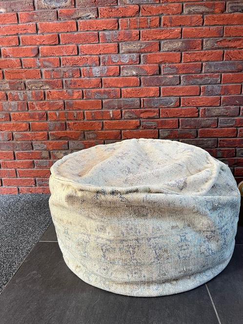Groene Poef ZARA HOME, Huis en Inrichting, Banken | Voetenbanken en Poefen, Gebruikt, 50 tot 75 cm, 50 tot 75 cm, Rond, Overige materialen