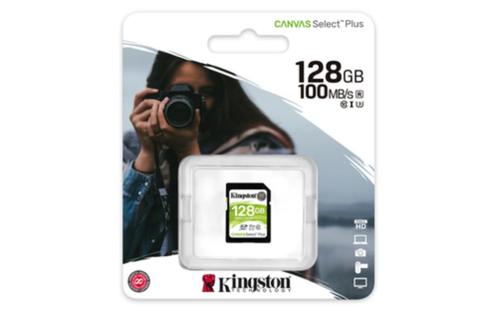 Kingston Canvas select Plus 128GB SDXC geheugenkaart, Audio, Tv en Foto, Fotografie | Geheugenkaarten, Nieuw, SDXC, 128 GB, Fotocamera