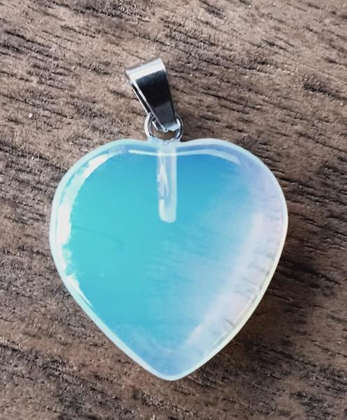 DB21 Ketting hanger opaliet hartje 20x20mm, Sieraden, Tassen en Uiterlijk, Kettinghangers, Nieuw, Overige materialen, Blauw, Hart