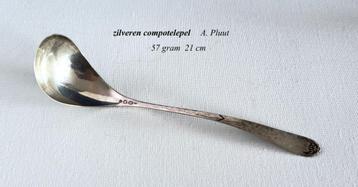 Zilveren Compotelepel 57 gr 21 cm A.Pluut Schoonhoven 1908 beschikbaar voor biedingen