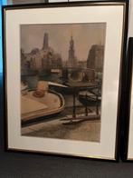 Jan Heyens - Stadsgezicht met Boten, Antiek en Kunst, Kunst | Schilderijen | Klassiek, Ophalen of Verzenden