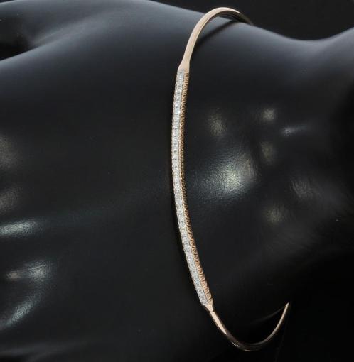 Fraaie 33 diamanten 14k stijve klem armband goud dames luxe, Sieraden, Tassen en Uiterlijk, Armbanden, Zo goed als nieuw, Goud
