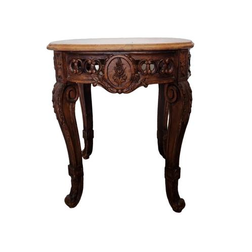 Louis XV stijl bijzettafel met marmeren blad, 20e eeuw, Antiek en Kunst, Antiek | Meubels | Tafels, Ophalen